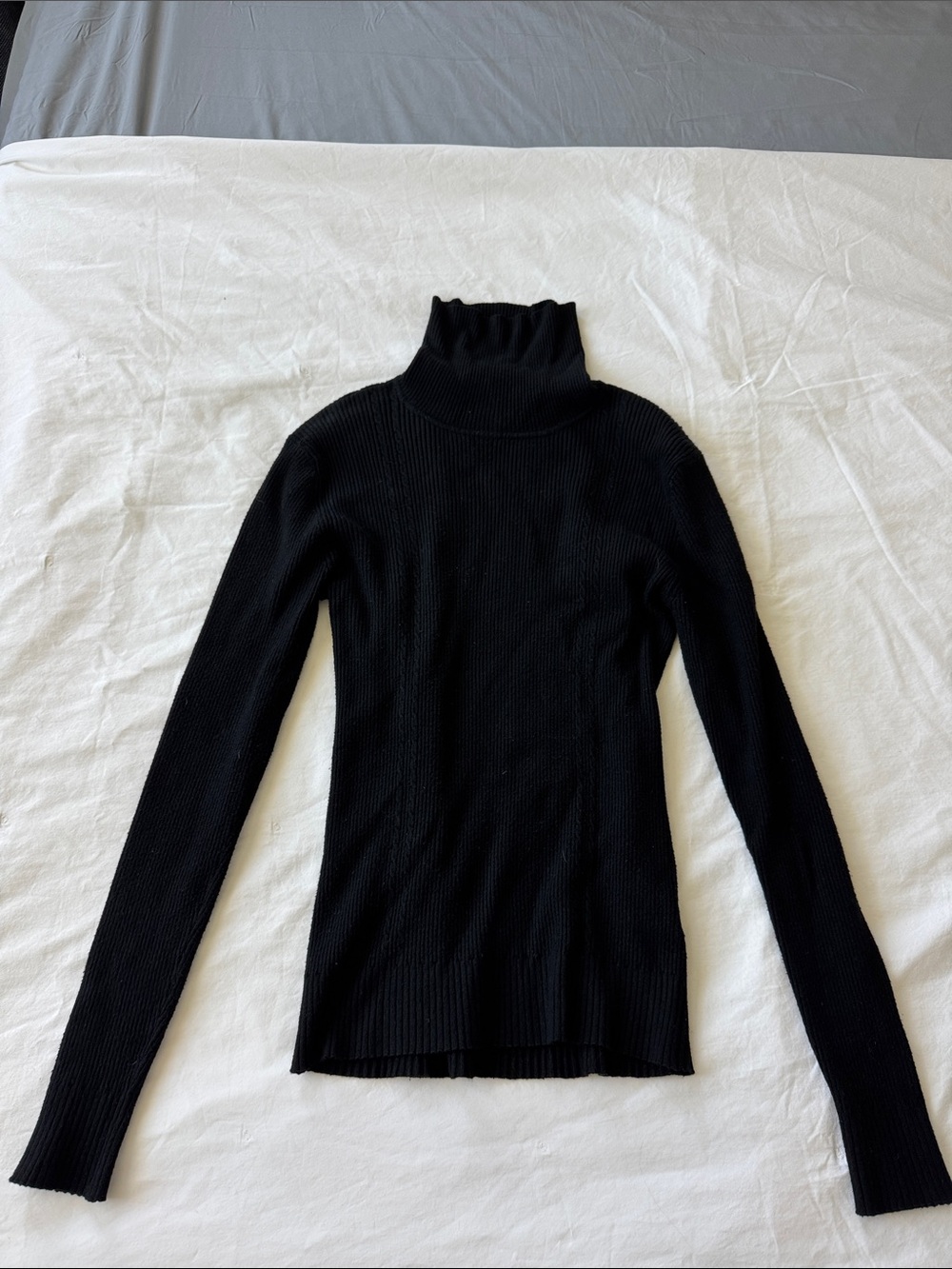 Premise Black Ribbed Turtleneck Slim Fit Sweater